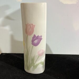 FTDA 80s tulip vase / vintage porcelain tulip oval vase